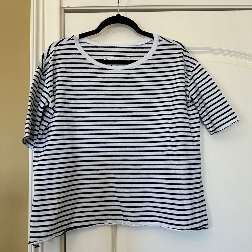 Frank & Eileen Classic Navy and White Striped Josephine Shirt